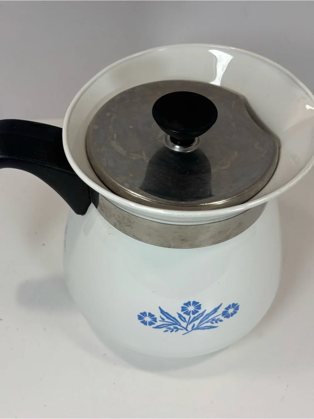 RARE Backstamp 1960s Vintage Corning Ware Blue Cornflower 6 Cup Teapot with Lid